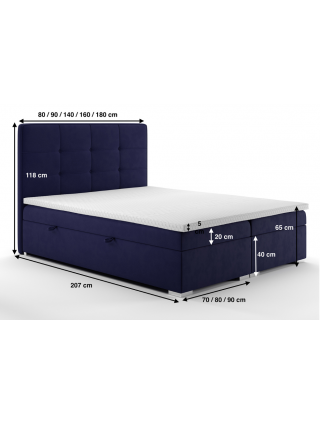 Kontinentinė lova 120x200 cm LOFT